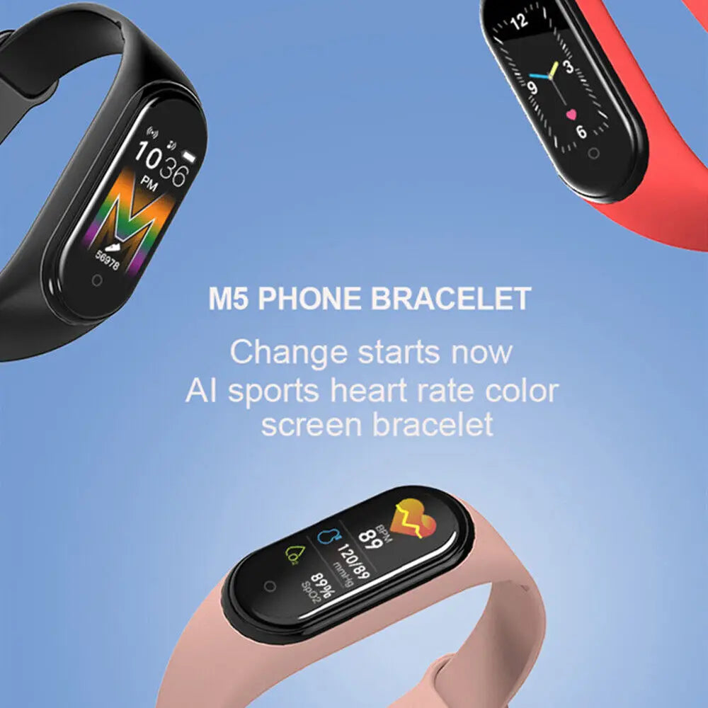 IP67 Waterproof Smarthwatch Blood Pressure Fitness Tracker Smartband Fitness Wristbands M5 Smart Band Bracelet
